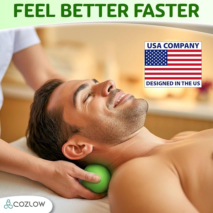 COZLOW Double Lacrosse Silicone Massage Ball - Jade Green - Peanut Trigger Point Roller for Mobility, Deep Tissue Therapy, Myofascial Release - Acupressure Tool for Muscle Pain Relief