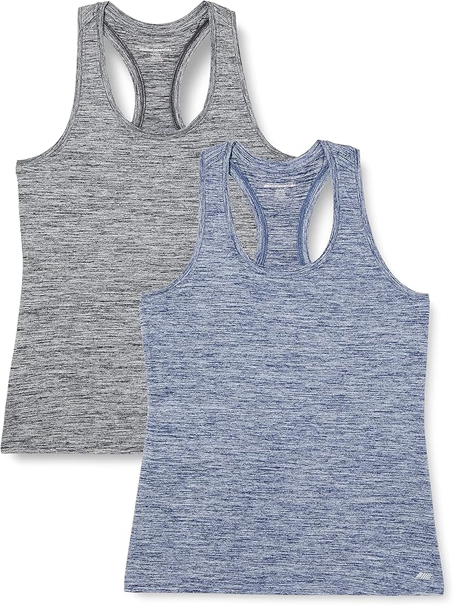 Amazon Essentials Women's Active Quick Dry Tech Stretch Racerback Scoop Neck Tank Top, Multipacks