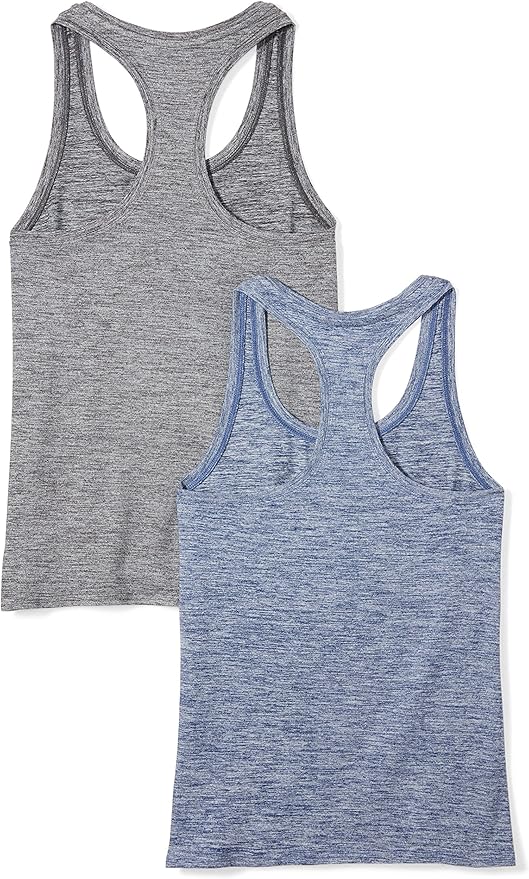 Amazon Essentials Women's Active Quick Dry Tech Stretch Racerback Scoop Neck Tank Top, Multipacks